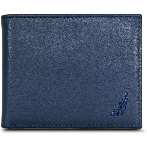 Nautica Men's Bifold Leather Wallet RFID Blocking ID Window Card Slots Durable - Picture 1 of 7